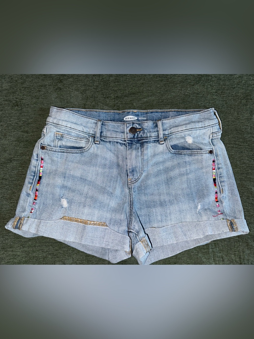 Old Navy Light Blue Denim Roll-Cuff Women's Shorts-Boyfriend fit